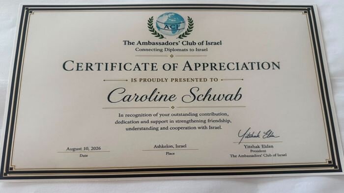 Diploma of appreciation for action for peace